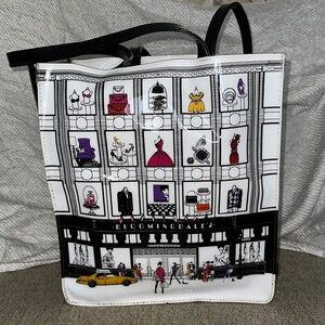 Bloomingdale's Black and White Fashion Illustration plastic Tote